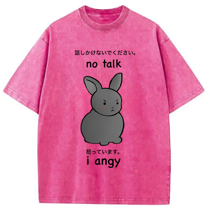 Modecanvas No Talk I Angy Washed T-Shirt-modecanvas