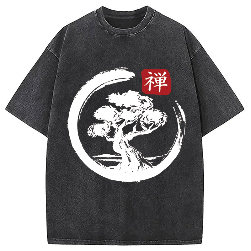 Modecanvas Enso Circle Bonsai Washed T-Shirt