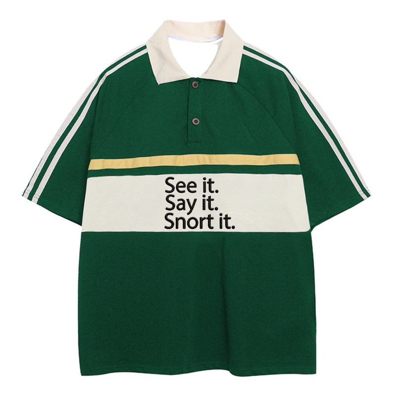 Modecanvas See It. Say It. Snort It. Polo Embroidered T-Shirt