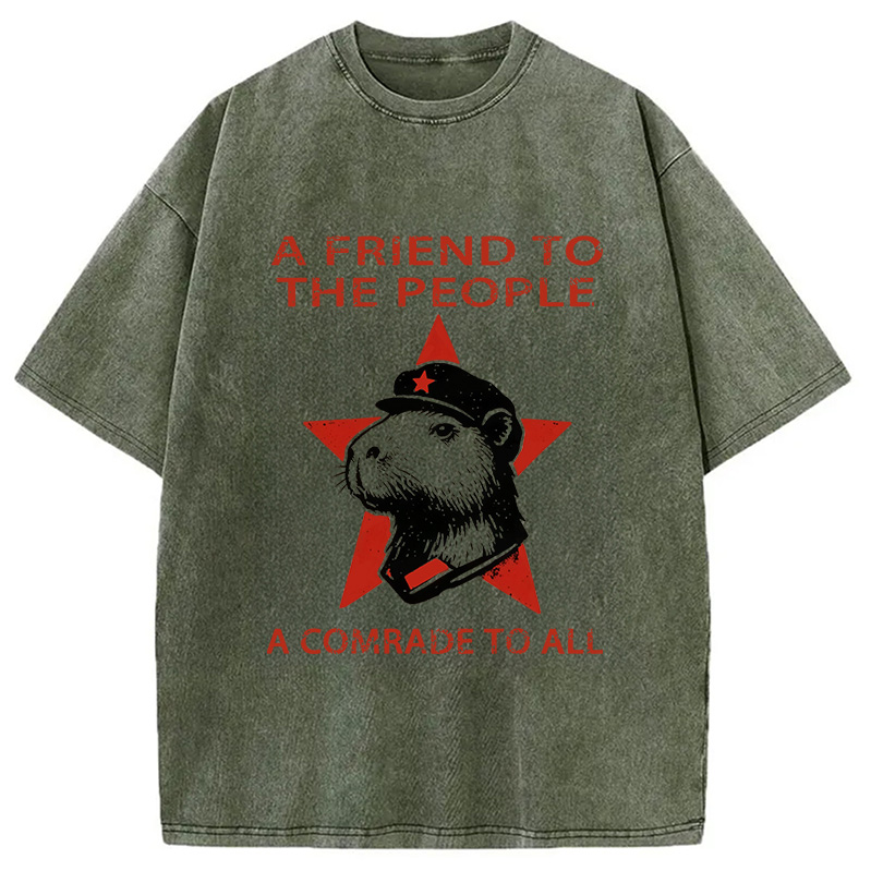 Modecanvas Capibalism Funny Washed T-Shirt