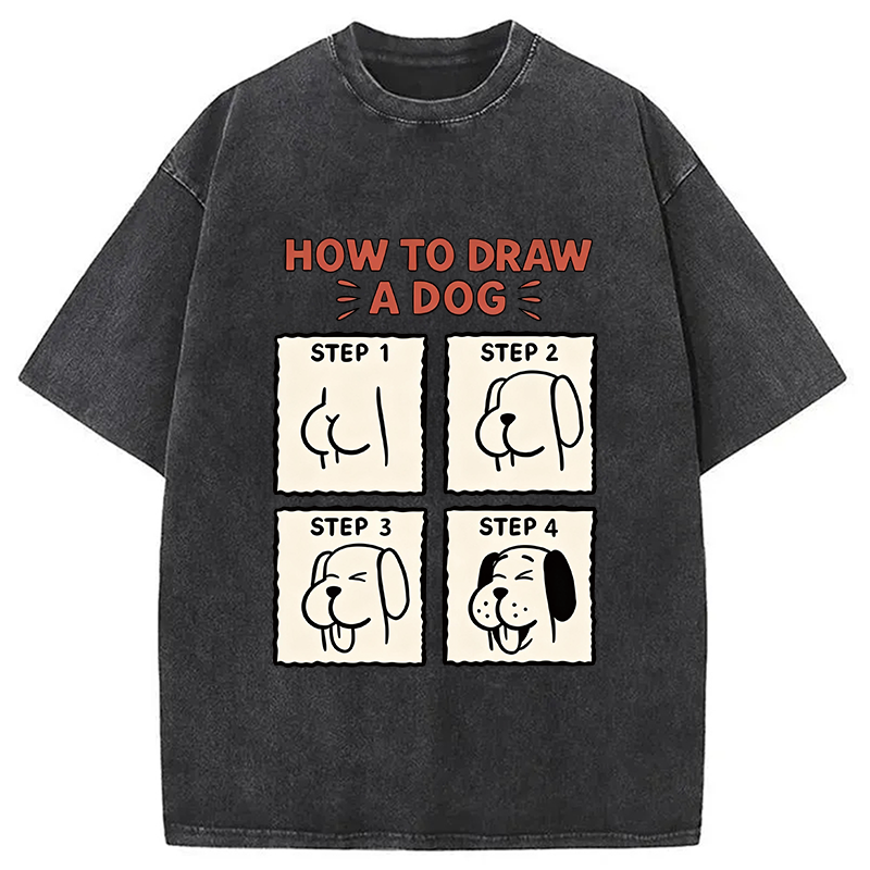 Modecanvas How To Draw A Dog DTG Printing Washed T-Shirt
