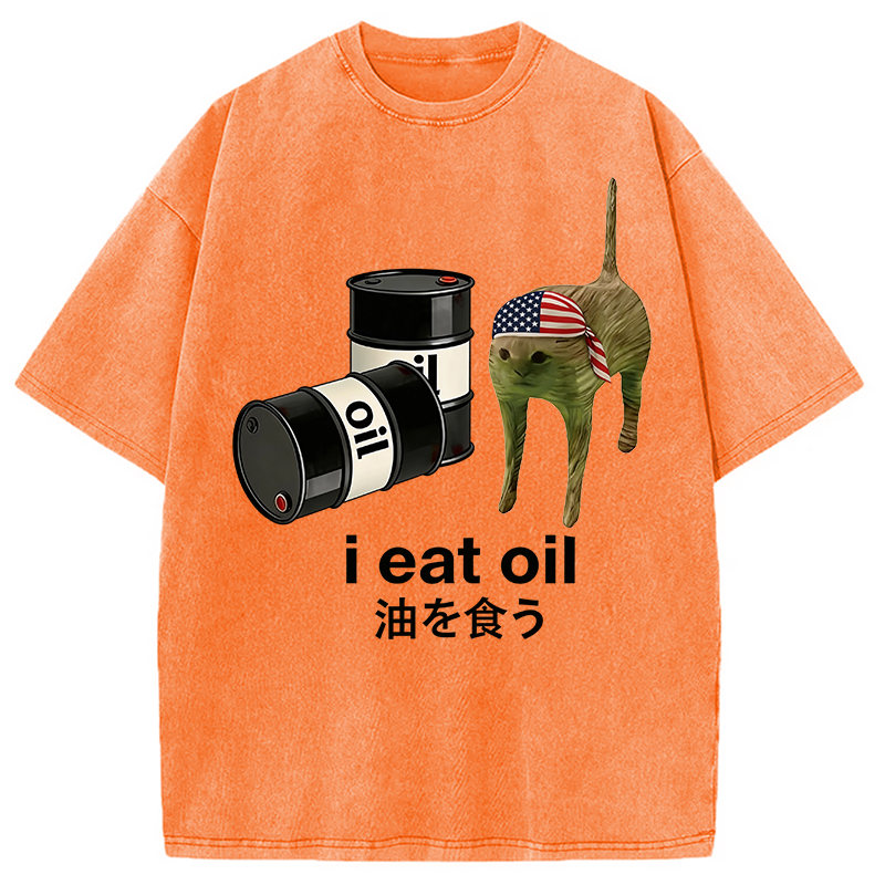 Modecanvas I Eat Oil DTG Printing Washed T-Shirt
