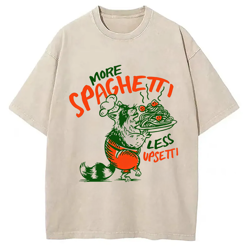 Modecanvas More Spaghetti Less Upsetti Raccoon DTG Printing Washed T-Shirt