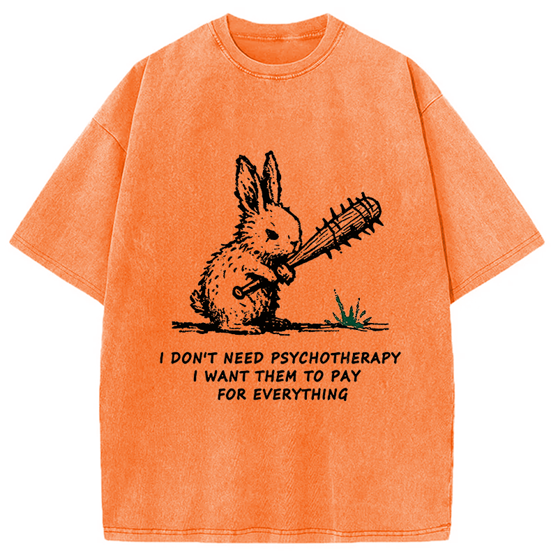 Modecanvas Violent Rabbit Funny Washed T-Shirt
