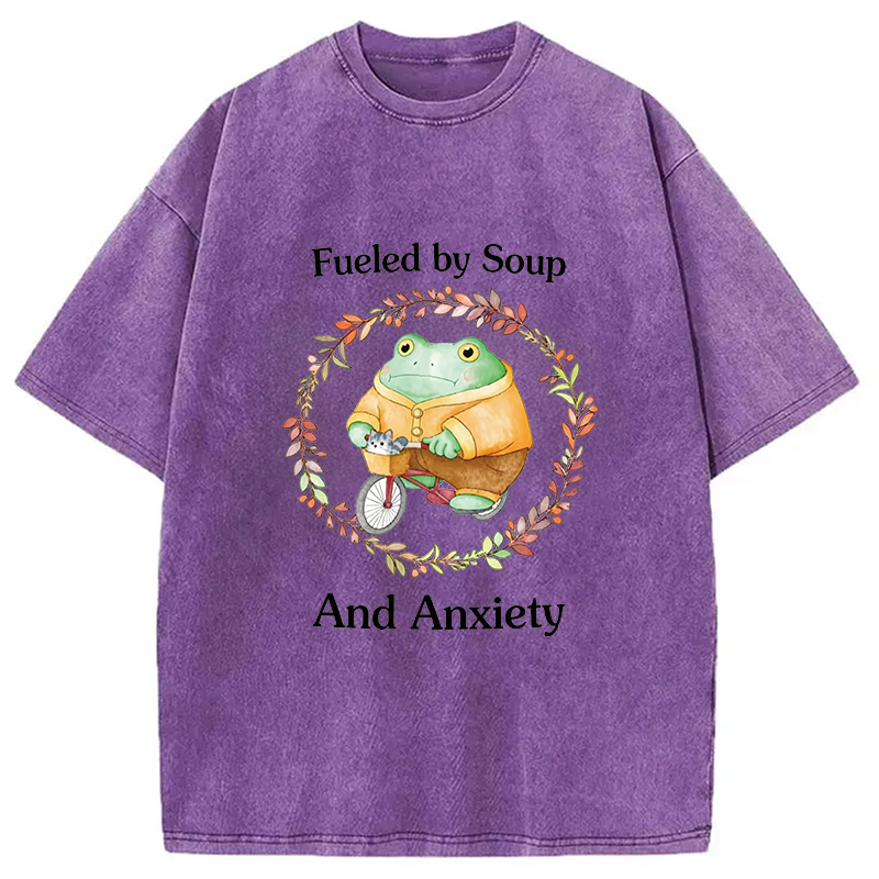 Modecanvas Soup And Anxiety DTG Printing Washed T-Shirt