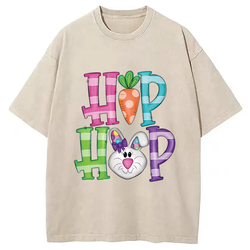 Modecanvas Hip Hop Easter Bunny DTG Printing Washed T-Shirt
