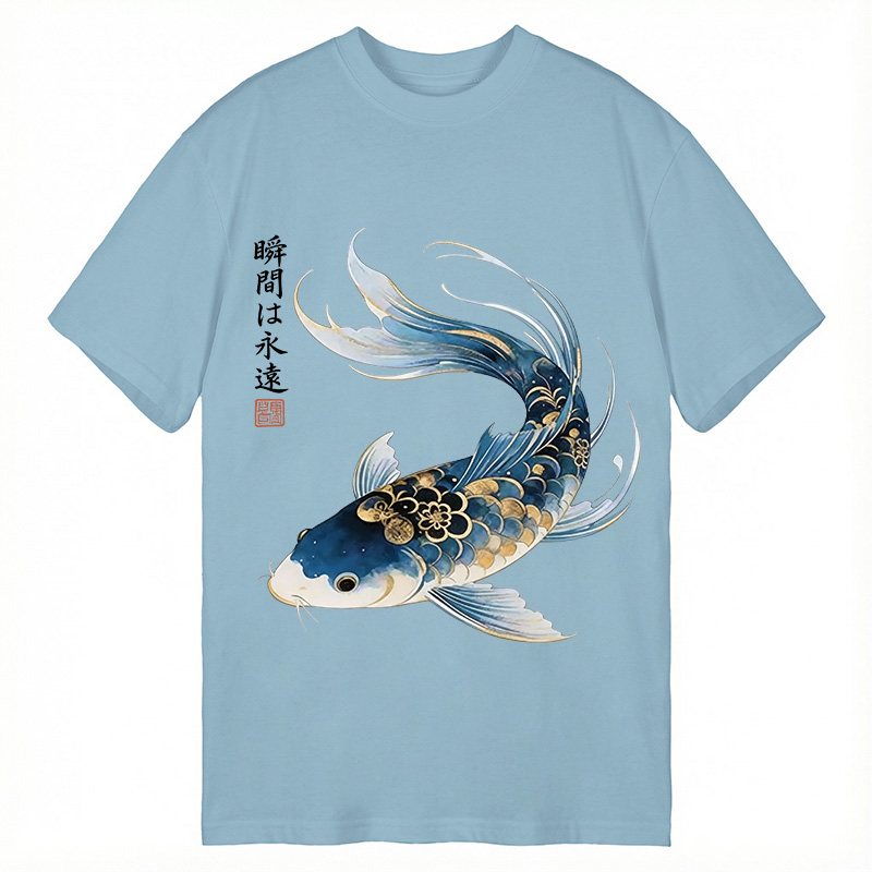 Modecanvas Elegant Koi Fish Watercolor DTG Printing Classic T-Shirt-modecanvas