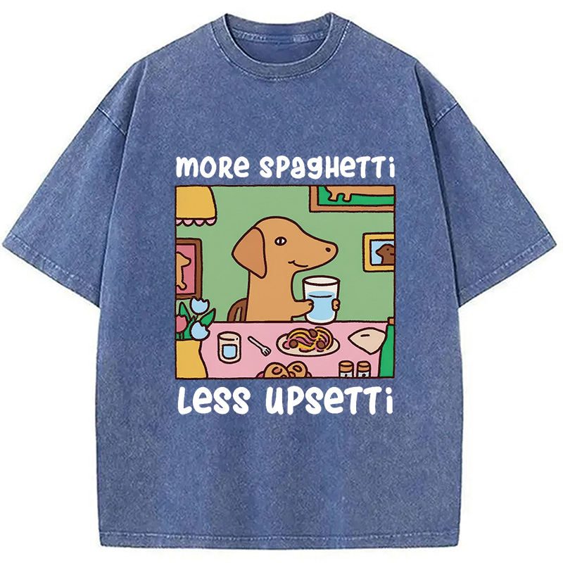 Modecanvas Doxie Eating Spaghetti Washed T-Shirt