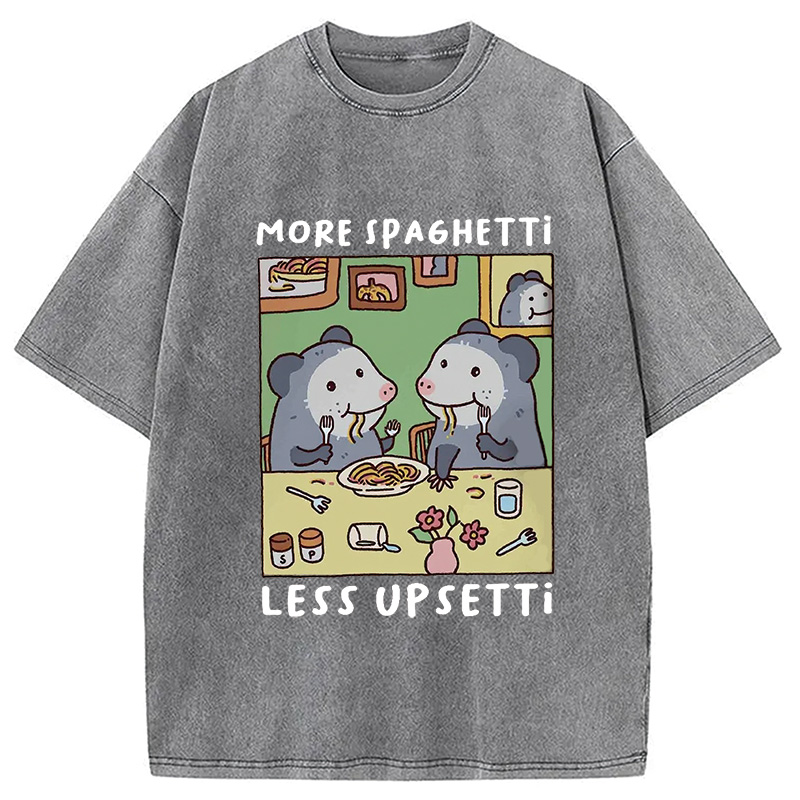 Modecanvas Possums Eating Spaghetti Washed T-Shirt