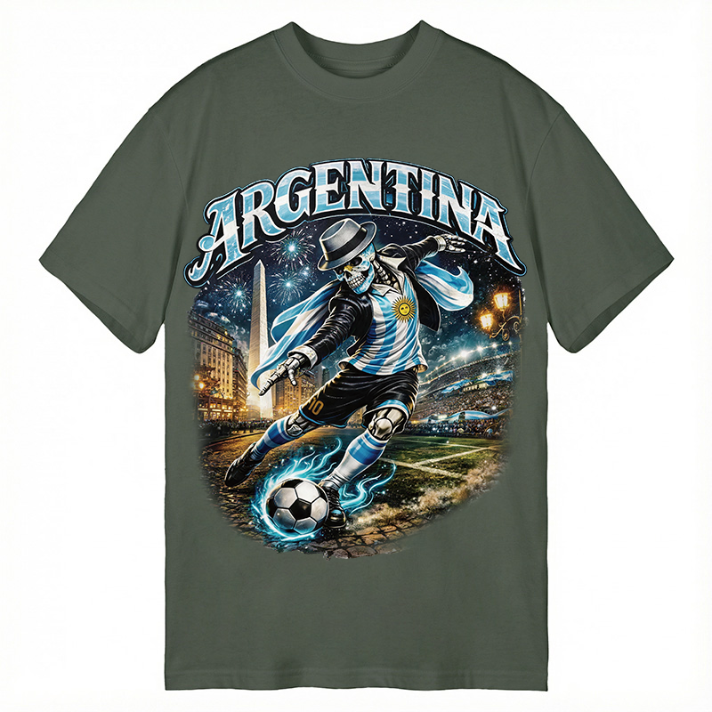 Modecanvas Skull Argentina Football DTG Printing Classic T-Shirt-modecanvas