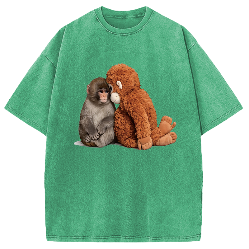 Modecanvas Plush Monkey DTG Printing Washed T-Shirt