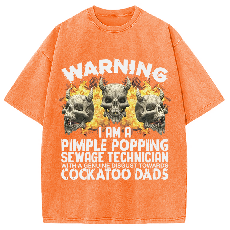 Modecanvas Pimple Popping Sewage Technician DTG Printing Washed T-Shirt