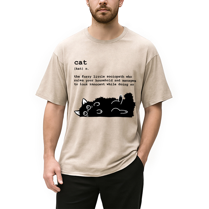 Modecanvas Definition Of Cat Funny Washed T-Shirt