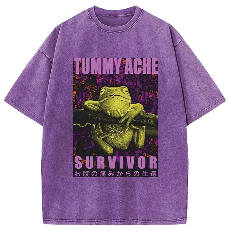 Modecanvas A Frog With Stomachache Washed T-Shirt