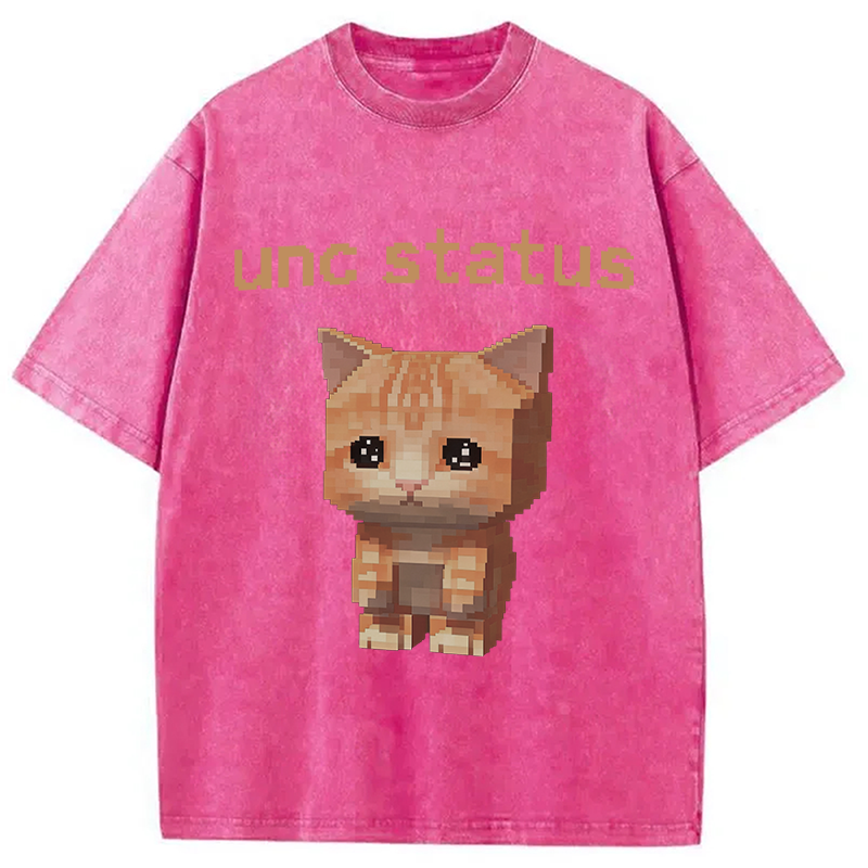 Modecanvas Unc Status Cat DTG Printing Washed T-Shirt-modecanvas