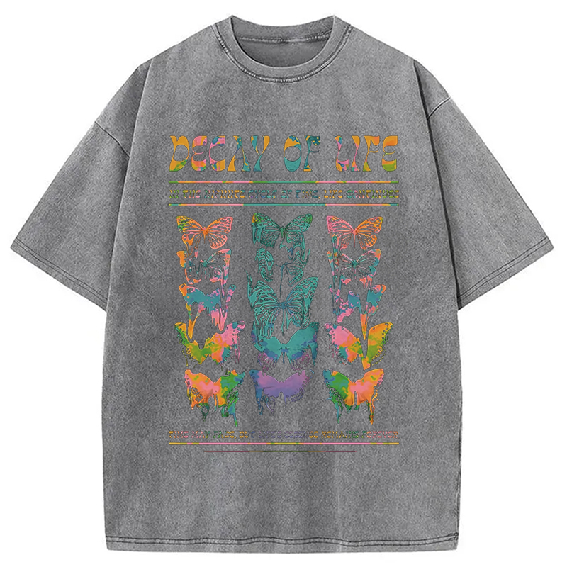 Modecanvas Decay Of Butterfly Life Washed T-Shirt