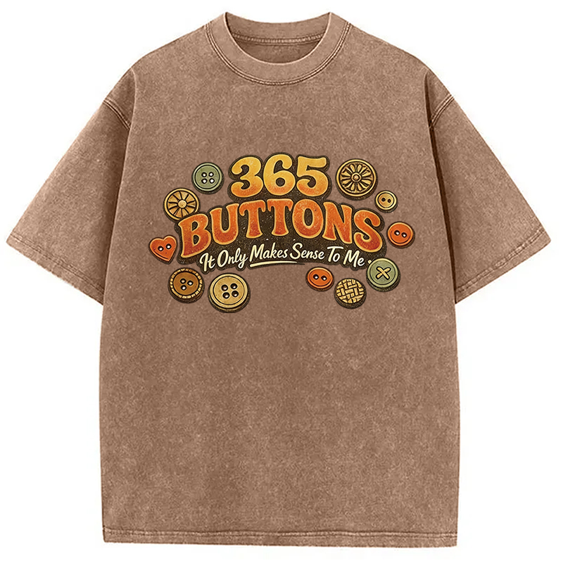 Modecanvas 365 Buttons Meme Retro DTG Printing Washed T-Shirt