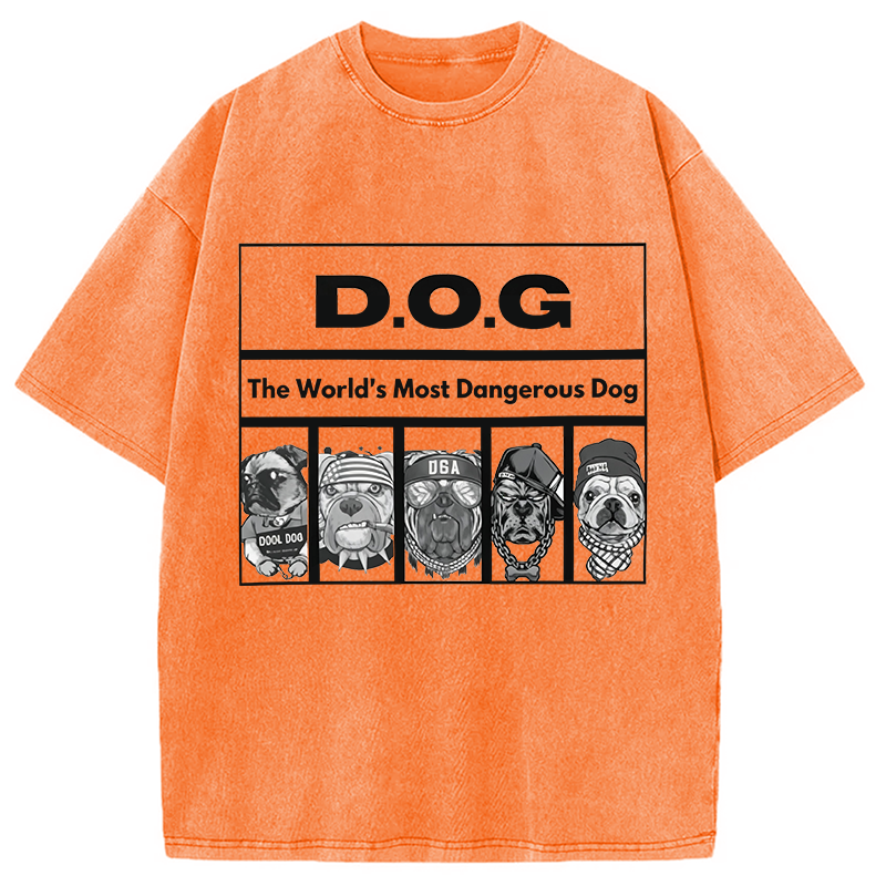 Modecanvas HIP HOP Dogs Funny DTG Printing Washed T-Shirt