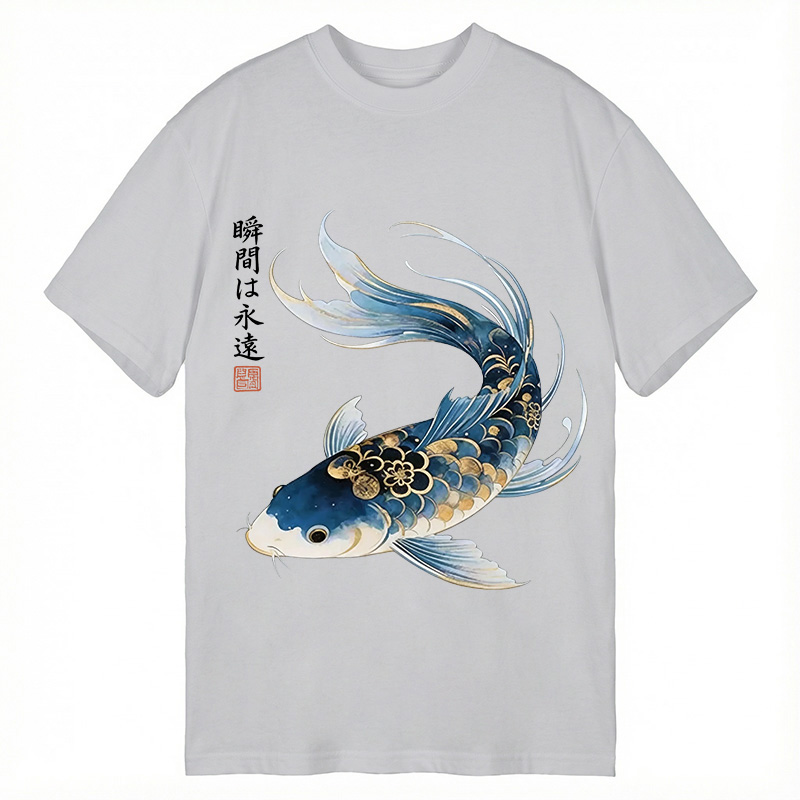 Modecanvas Elegant Koi Fish Watercolor DTG Printing Classic T-Shirt-modecanvas