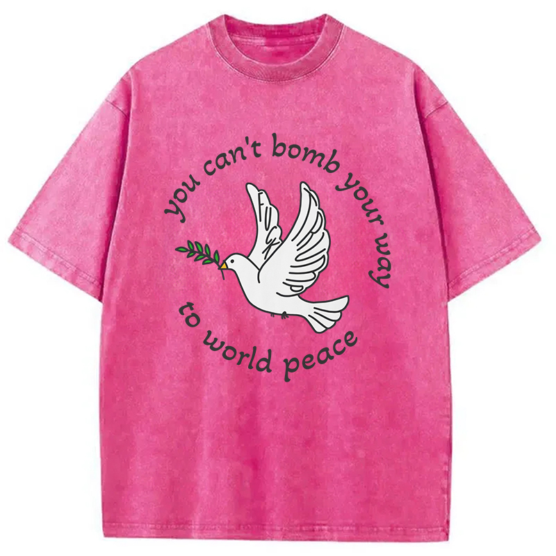 Modecanvas Bombs for World Peace DTG Printing Washed T-Shirt