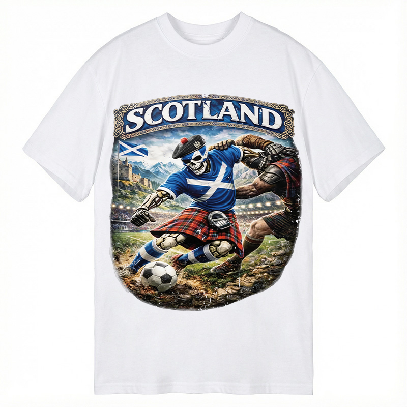 Modecanvas Scotland Soccer Skull DTG Printing Classic T-Shirt-modecanvas