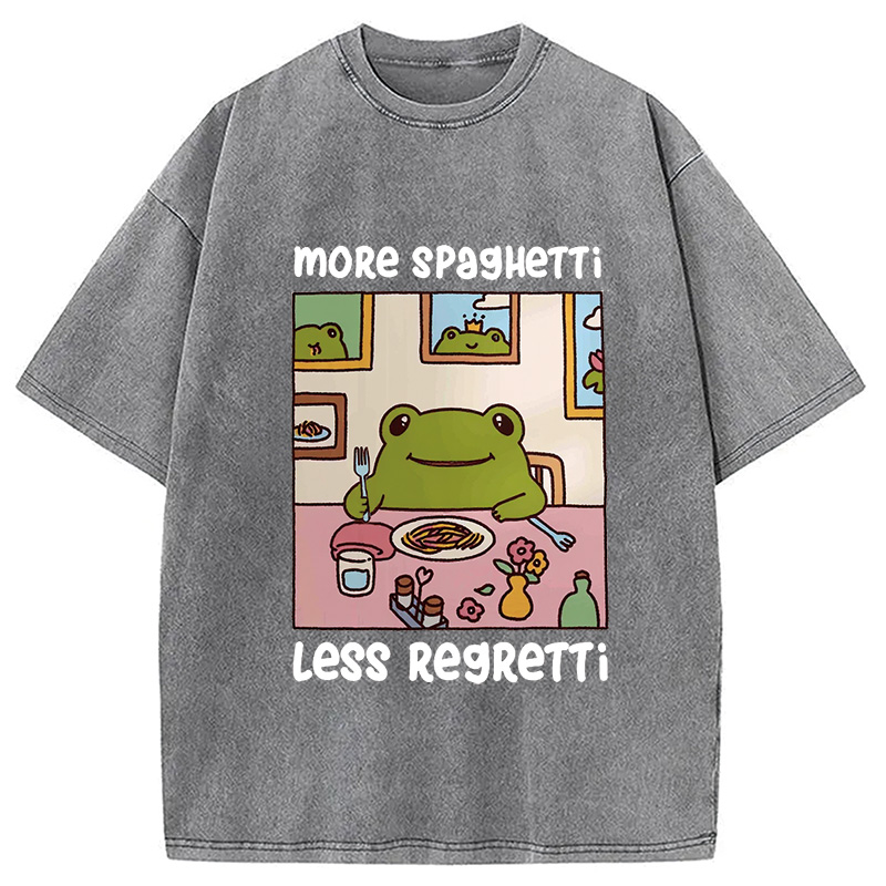 Modecanvas More Spaghetti Less Regretti Frog Washed T-Shirt