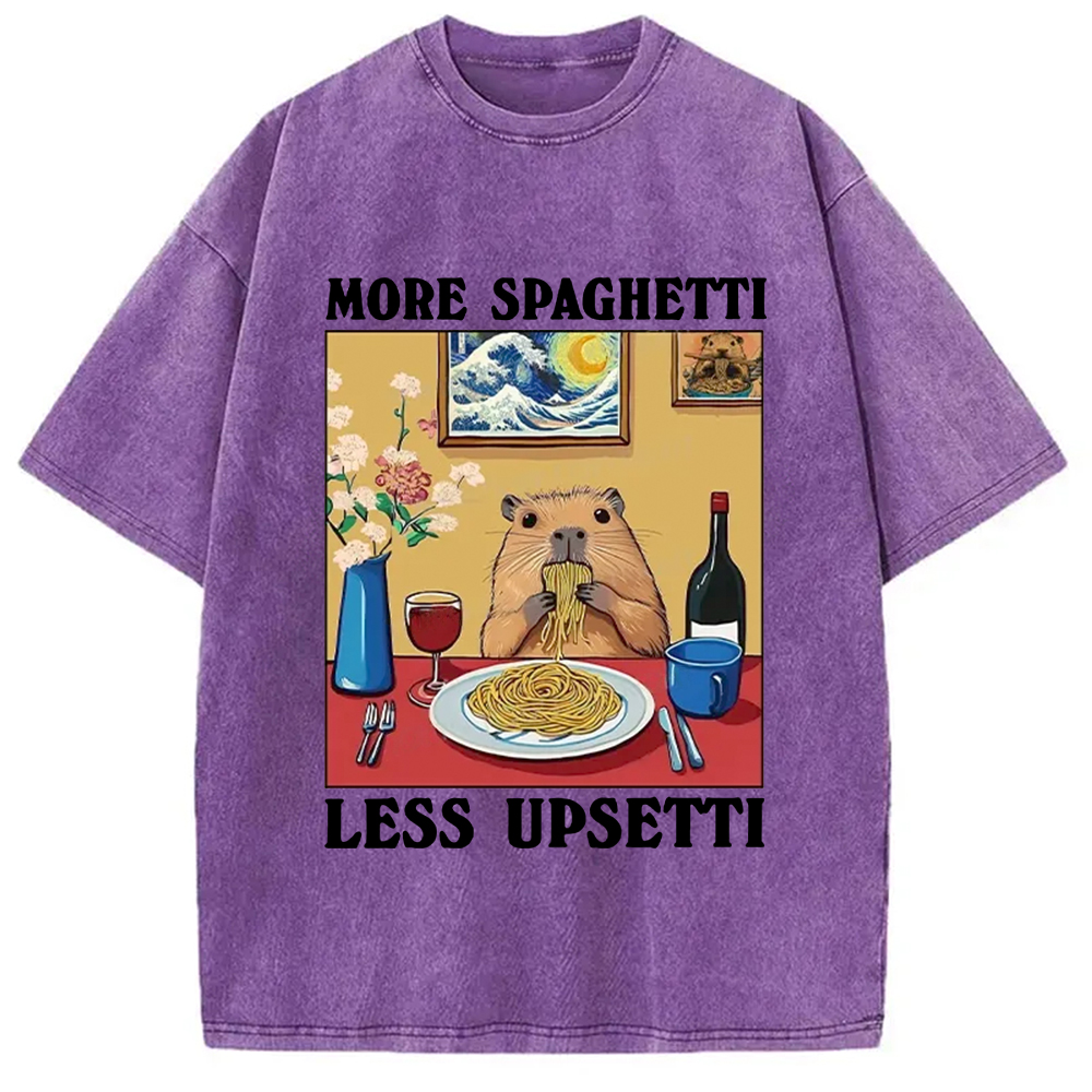 Modecanvas More Spaghetti Less Upsetti Capybara Washed T-Shirt