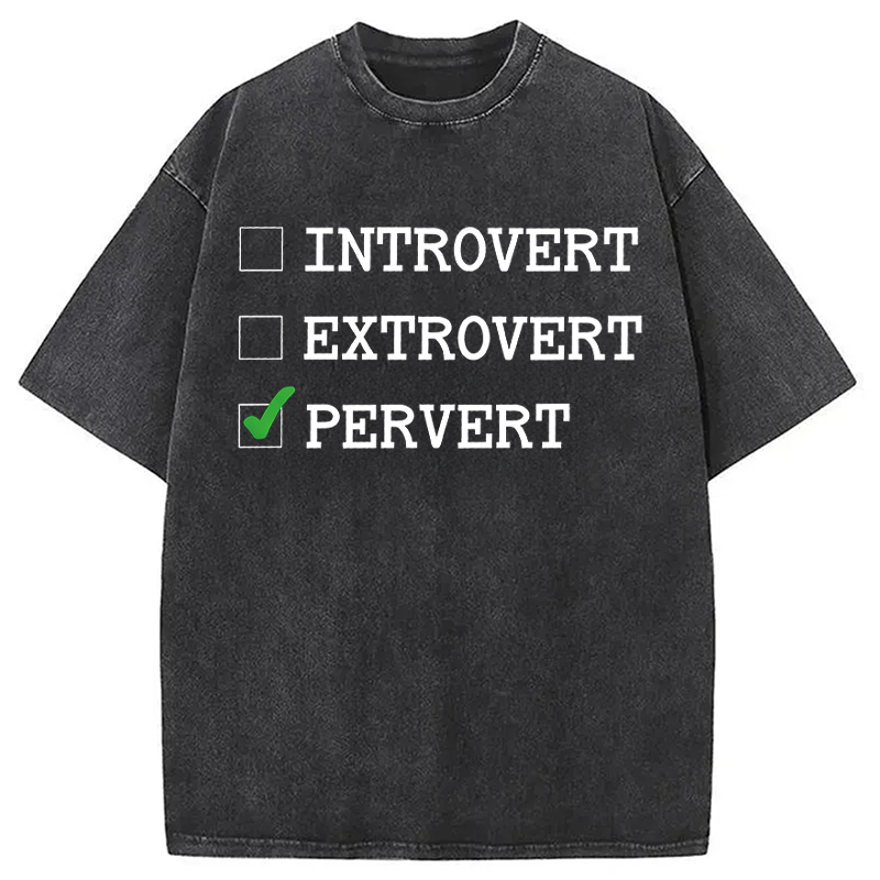 Modecanvas Introvert Extrovert Pervert DTG Printing Washed T-Shirt