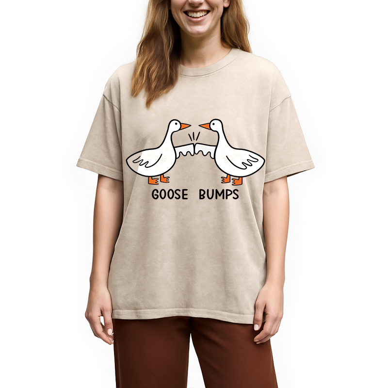 Modecanvas Goose Bumps DTG Printing Washed T-Shirt-modecanvas
