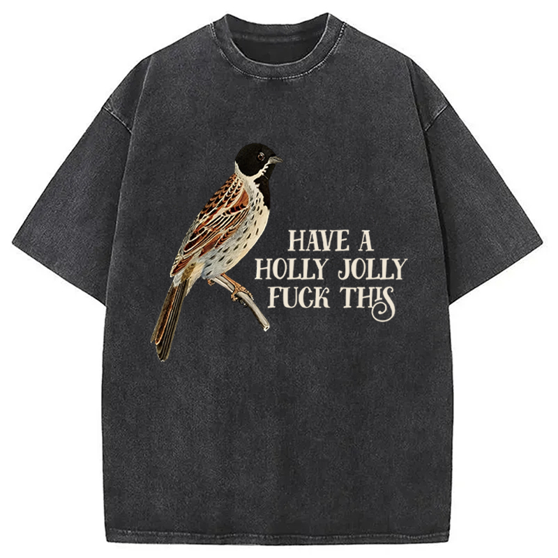 Modecanvas Have a Holly Jolly DTG Printing Washed T-Shirt