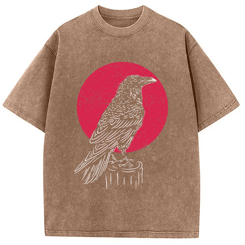 Modecanvas Viking Raven Crow Witchcraft Occult Pagan Washed T-Shirt