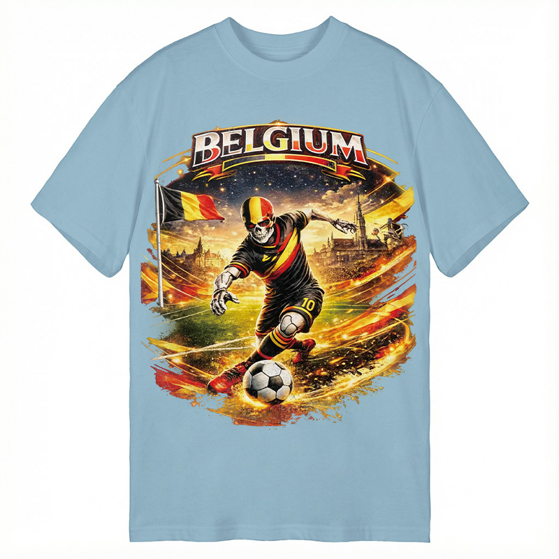 Modecanvas Belgium Soccer Skull DTG Printing Classic T-Shirt-modecanvas