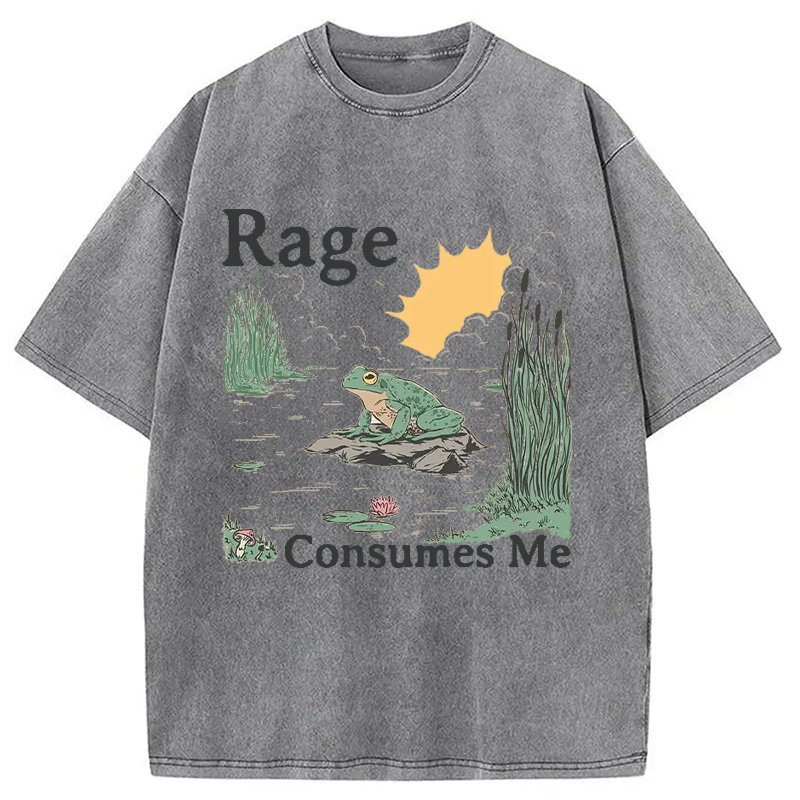 Modecanvas Rage Consumes Me Frog Pond Washed T-Shirt-modecanvas