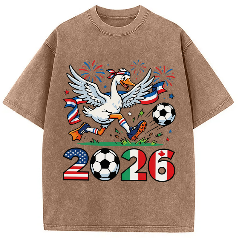 Modecanvas 2026 America Soccer Funny DTG Printing Washed T-Shirt