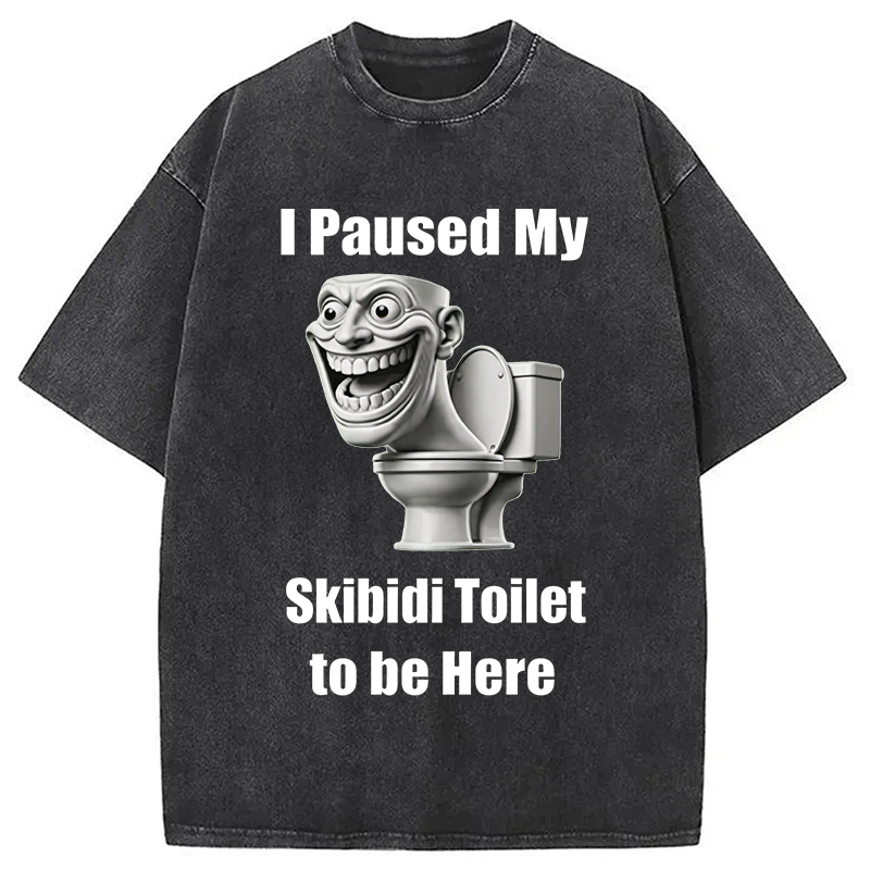 Modecanvas I Paused My Skibidi Toilet To Be Here DTG Printing Washed T-Shirt