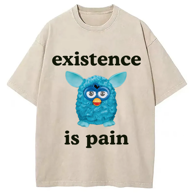 Modecanvas Existence Is Pain DTG Printing Washed T-Shirt