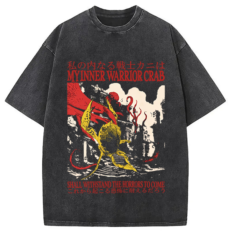 Modecanvas My Inner Warrior Crab Funny DTG Printing Washed T-Shirt