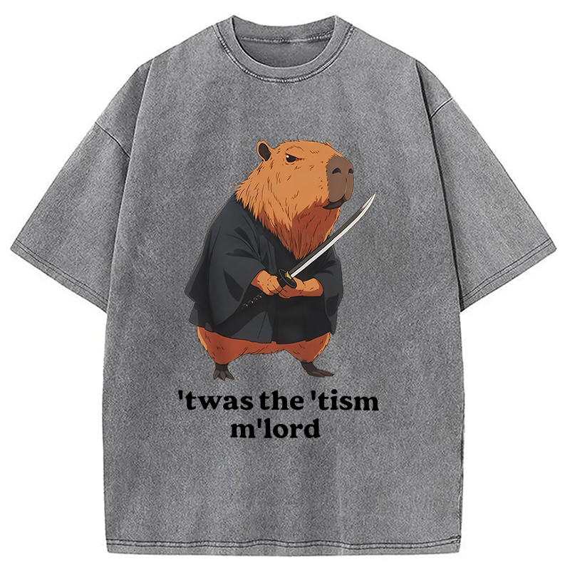Modecanvas Focused Samurai Capybara Washed T-Shirt