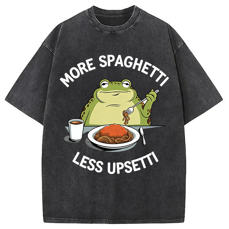 Modecanvas More Spaghetti Less Upsetti Frog DTG Printing Washed T-Shirt