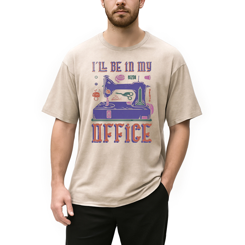 Modecanvas Funny Sewing Machine Seamstress Tailor DTG Printing Washed T-Shirt