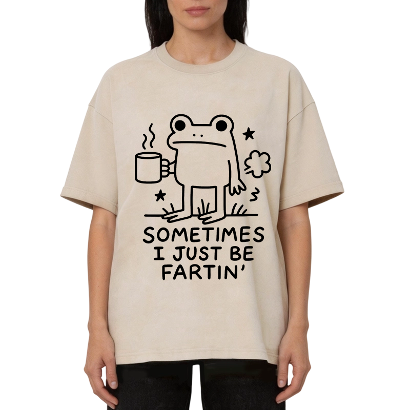 Modecanvas Sometimes A Frog Just Needs To Fart DTG Printing Washed T-Shirt