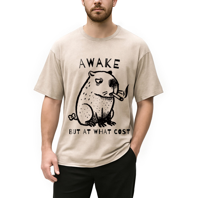 Modecanvas Capybara Smoking Washed T-Shirt