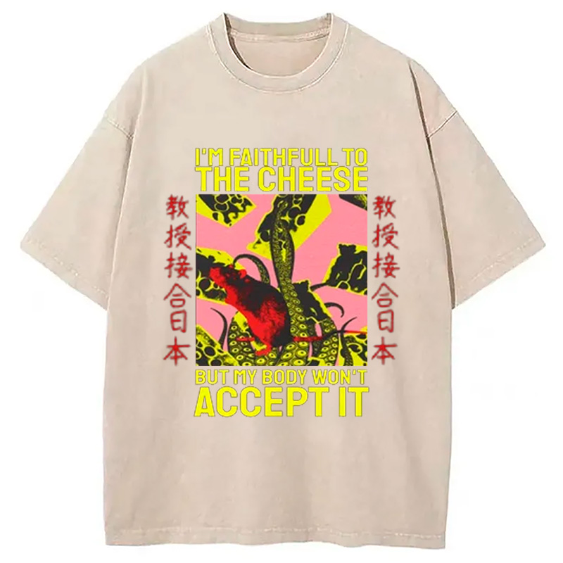 Modecanvas Lactose Intolerant Funny Rat Washed T-Shirt