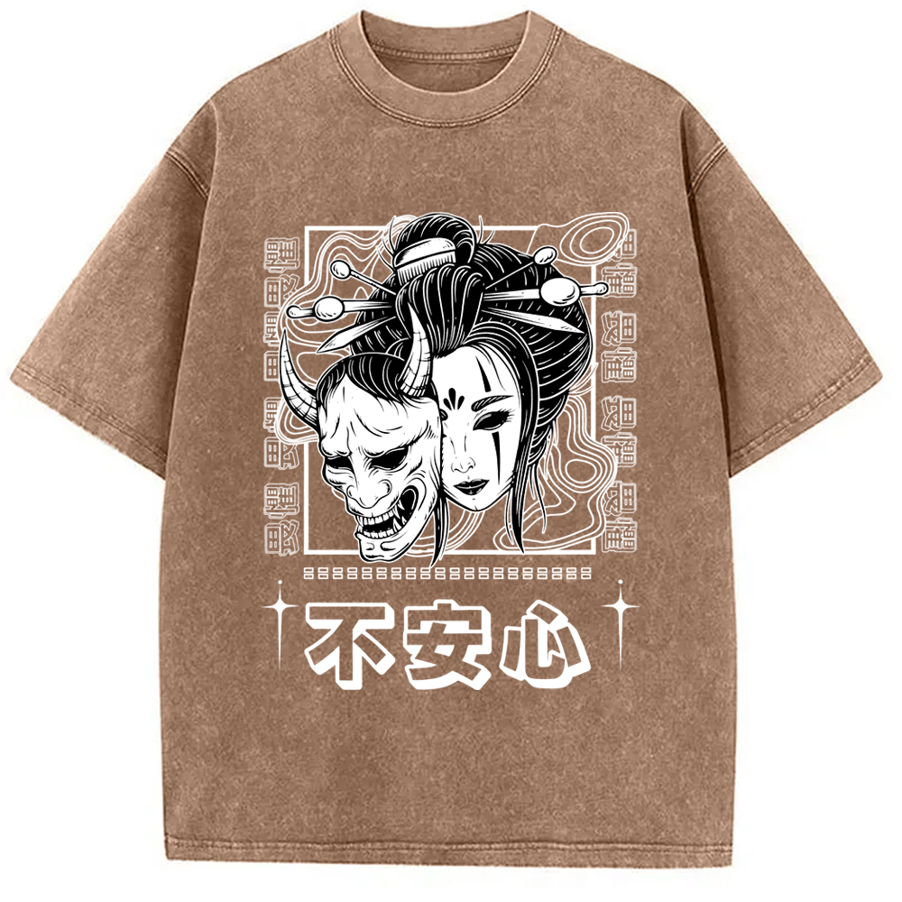 Modecanvas Japanese Skull And Women Washed T-Shirt