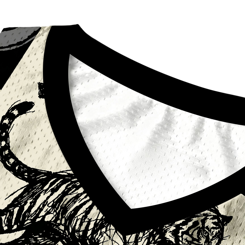 Modecanvas Monochrome Tiger Line Art Jersey Tank