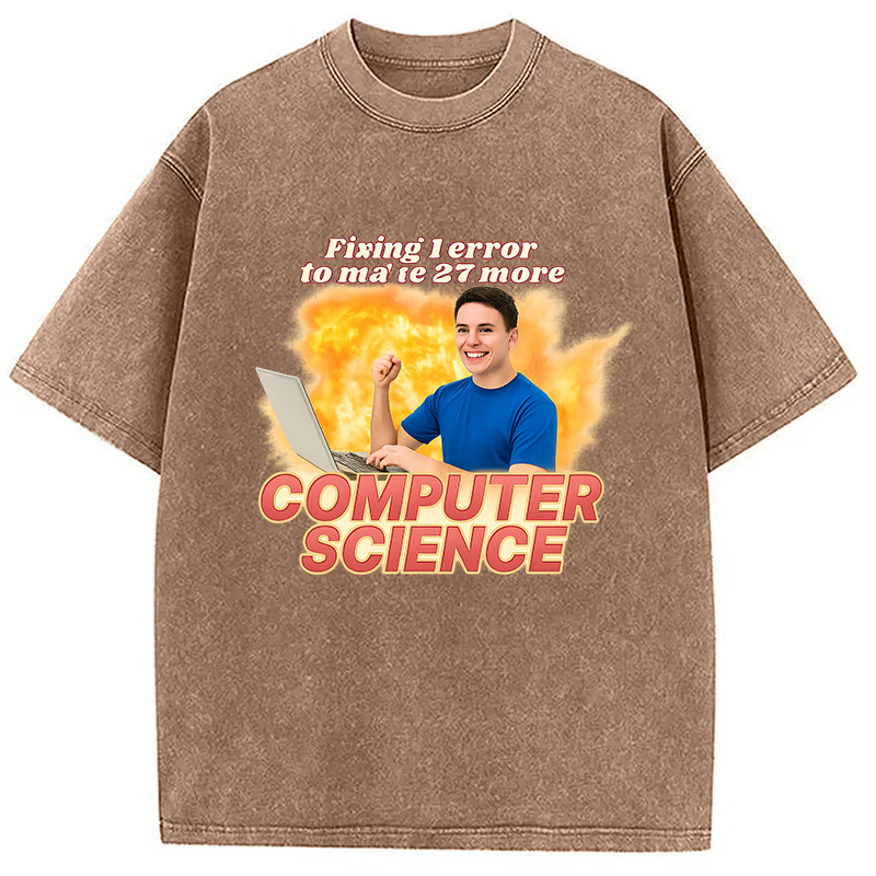 Modecanvas Computer Science Error Meme Washed T-Shirt