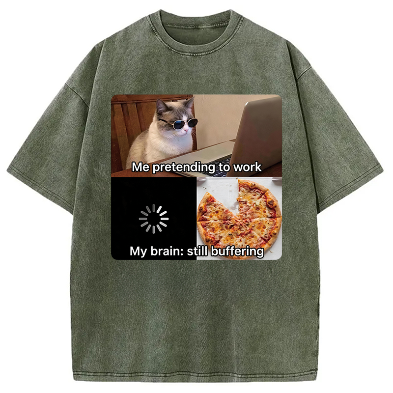 Modecanvas Pretending To Work DTG Printing Washed T-Shirt