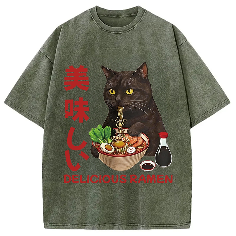 Modecanvas Delicious Ramen DTG Printing Washed T-Shirt