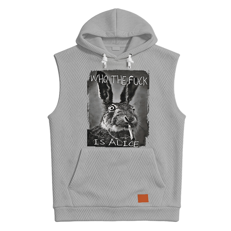 Modecanvas Who The F*ck Is Alice Rabbit Funny Hooded Tank