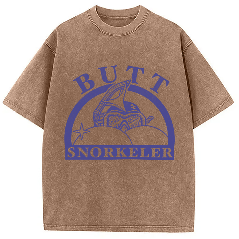 Modecanvas Butt Snorkeler Funny Diving Meme DTG Printing Washed T-Shirt